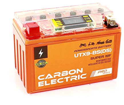 Carbon Electric Batterie UTX9-BS Motorradbatterie YTX9-BS 12V 9Ah Mit Stromtester Motorrad Roller Rollerbatterie