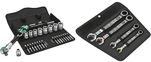 Wera 8100 SB 6 Zyklop Speed 3/8 Multifunction Ratchet & Socket Set, Metric, 29pc, 05004046001 & Joker Combination Ratchet Spanner Set, Metric, 4pc, 05073290001
