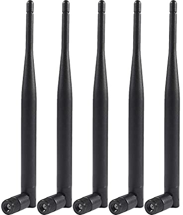 AEDIKO 5pcs Dual Band WiFi 2.4GHz 5GHz 5.8GHz 6dBi MIMO RP-SMA Male Antenna for WiFi Router Wireless Network Card USB Adapter Security IP Camera Video Surveillance Monitor