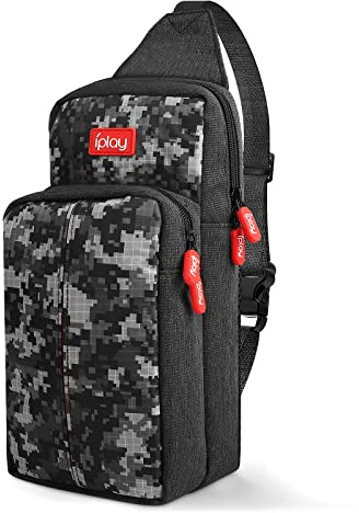 Xishwon Kawaii Backpack Carrying Travel Bag for Nintendo Switch/Lite/OLED/Console/Dock/Joy-Cons&Accessories Storage, Black Camouflage, L, Fashion