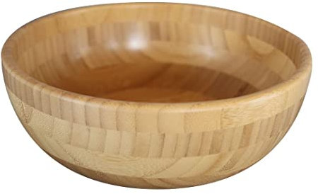 Pandoo Cuenco de bambú para fruta y ensalada, vajilla decorativa de madera, cesta para fruta (diámetro 25 cm)