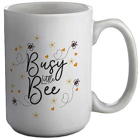 Shopagift Busy Little Bee Mug Bumble Bee White 15oz Large Gift Ceramic Cup