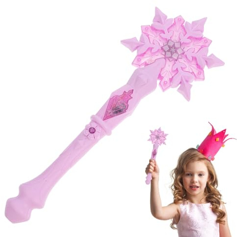 Prinzessinnen-Zauberstab, beleuchteter Schneeflocken-Zauberstab für Weihnachten, Halloween, Partyzubehör (ohne Batterien), 1 Stück