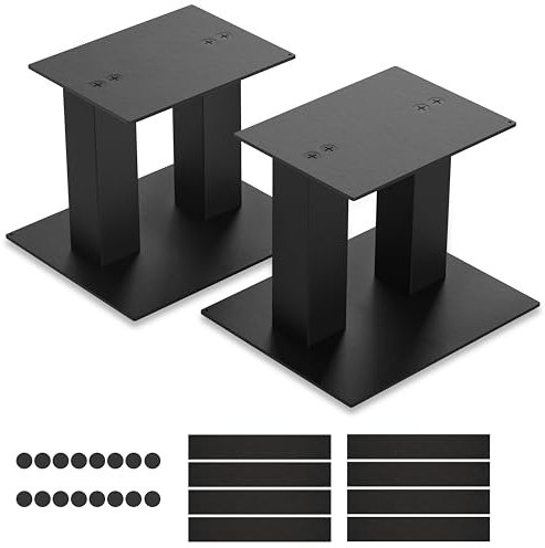 BQKOZFIN Universal Speaker Stands 1 Pair, Desktop Metal Monitor Audio Speaker Stands for Surround Sound & Book Shelf Speakers (Regular)