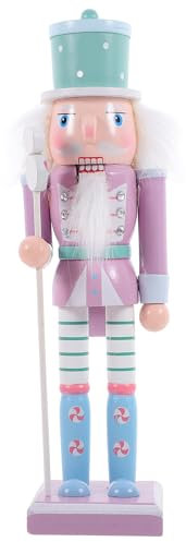 Warmhm Christmas Nutcracker Ornament Wooden Soldier Nutcracker Festive Wooden Figure for Christmas Desktop Home Decor Kids (25CM,Purple)