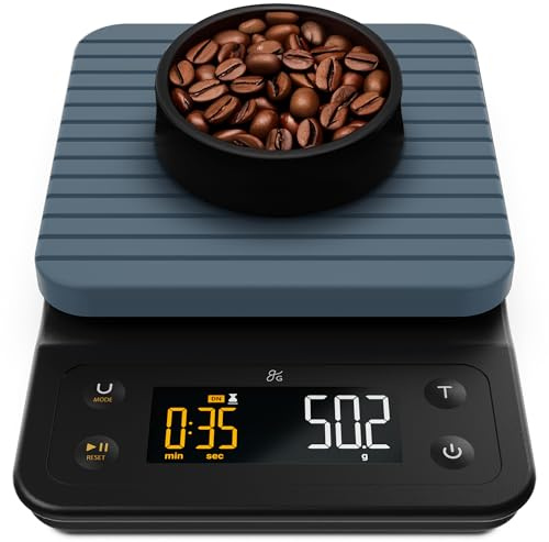 Greater Goods Digital Accurate Coffee Scale for Pour-Over Maker, with Timer for Great French Press and General Kitchen Use, Designed in St. Louis, (Stone Blue)