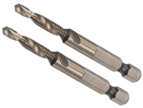 CoCud 2 Pièces Foret-Taraud Combiné Taille de Filetage M5 x 0.8 | Acier Rapide, Queue Hexagonale de 1/4, Revêtu de Titane 6542, pour Aluminium, pour Acier Inoxydable, pour Plastique