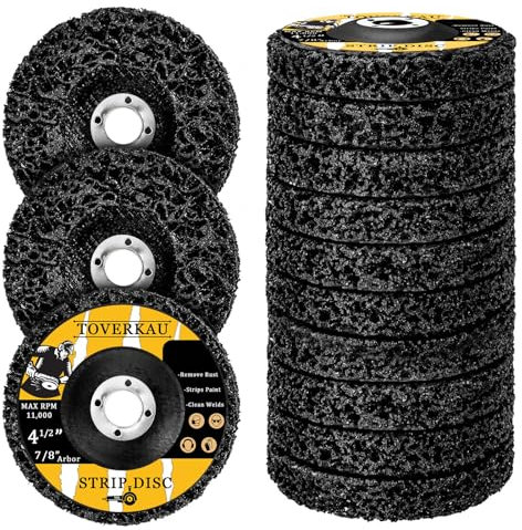 10 Pack 4.5 inch Strip Discs for Angle Grinder, Wire Stripping Wheel Paint Remover for Metal Surfaces, Abrasive Wheels Grinding Discs for Rust Welds Oxidation (4-1/2 x 7/8), Black