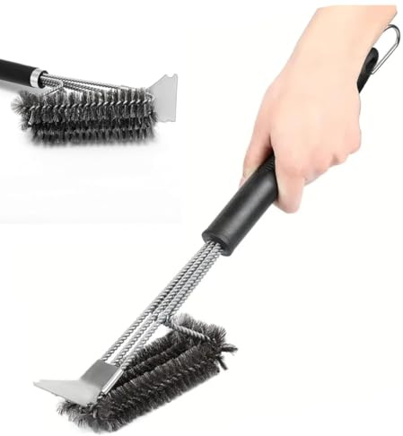 BBQ Grill Cleaning Brush & Sharp Scraper Metal Safe Stainless Steel Barbecue Grill Brush Easily Cleans Metal Grilling Wire Brush Porcelain Grates Without Damage (2)