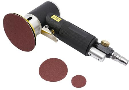 Pulidora neumática - Pulidora excéntrica para pulido, pulido y encerado profesional | Carcasa de aleación de aluminio, velocidad de ralentí 10000rmp (negro)