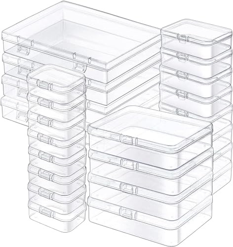 Leslady 24 Stücke Kleine Aufbewahrungsboxen, Mini Aufbewahrungsbox aus Klarem Kunststoff mit Klappdeckel für kleinteile, perlen, Ringe, Ohrringe, Schrauben(3-Größen verfügbar)