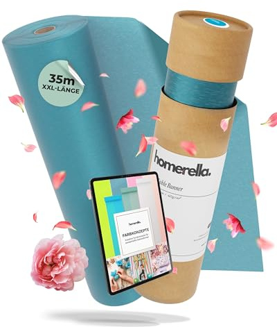 HOMERELLA® Weiß [30 cm x 35 m] – Vliesrolle – Table Runner Tischband – Stoff – Für Geburtstag, Hochzeit, Weihnachten, Taufe & Konfirmation – Dekoration