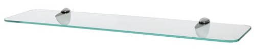 Harbour Housewares Abgerundetes Schwebendes Badezimmerregal aus Glas - 60cm - Klar/Chrom - 1x Wandmontage Küche Schlafzimmer Dusche Zimmer Dekor Caddie Handtuch Lagerung Veranstalter mit Klammern