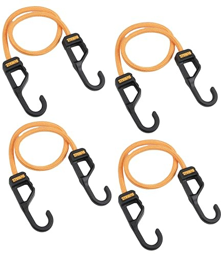 DEWALT 24 Premium Round Bungee Cords, Interlocking Quick-Pull Notch, 4-PK