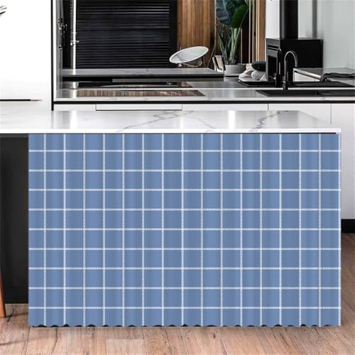 Odot Cortinas de Gabinete Cocina Minimalistas a Cuadros para Debajo del Fregadero, Cortinas Decorativas a Prueba de Polvo Autoadhesivo con Gancho y Bucle Fácil de Instalar (Azul 1,L70 x H90 cm)