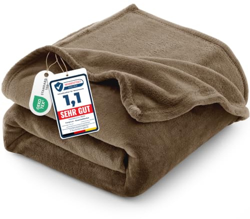 CozyLux Kuscheldecke Flauschig Decke 230x270 cm Camel | OEKO-TEX 100, 260 g/m² XXL Große Flanell Sofa Decke für Frauen, Geschenke zum Geburtstag für Mama, warme Deko für das Zuhause