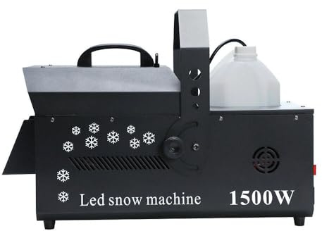 Schneekanone, Schneemaschine Indoor Snow Machine Artificial Snow LED DMX Fernbedienung Effekt Bühne Party 1500W 5L RGB Licht Hochzeit Event Feier