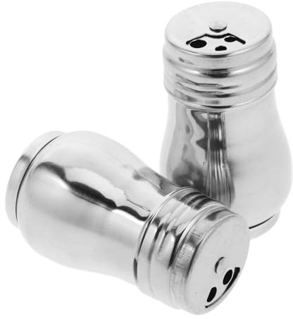 OUNONA 2pcs Stainless Steel Mini Spice Dispenser Salt and Pepper Shakers for Kitchen Dining Table Decor