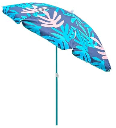Ombrellone Rotondo da Piscina con Inclinabile e Altezza Regolabile, 180cm Parasole da Spiaggia in Stile Hawaiano, Anti UV per Giardino, Prato, Esterno