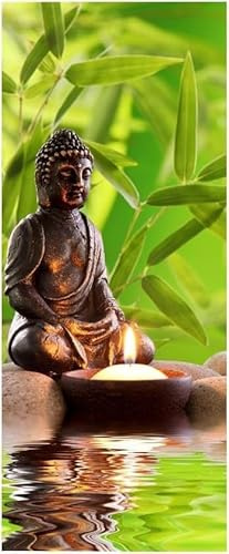 Selbstklebender Türaufkleber 86x200 cm – 3D Türtapete Buddha Zen – Seide Türposter für Wohnzimmer Schlafzimmer Kinderzimmer Tür Dekoration