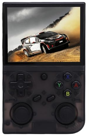 Plyisty Video Game Console, Retro Handheld Game Console with 64G Memory, 3.5 Inch IPS Screen, 3200mAh Battery, Support, WiFi, Output (Transparent Black)