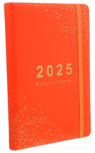 CIYODO Tagesplaner Kalender Buch Klein Orange Eleganter Jahresplaner mit Wochen Monatsübersicht Glattes Schreiben Vielseitiger Akademischer Organizer für Studium und Alltag