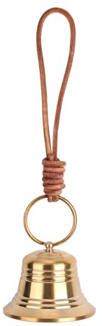 Vintage Brass Door Knob Bell, Gold Decorative Hanging Small Brass Bells Shopkeeper's Entry Doorbell on Rope for Home Garden Christmas & Outdoor Decoration