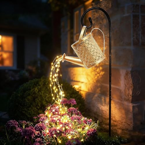 Regadera solar para exteriores con luces, decoración de jardín, linternas solares grandes, impermeables, LED, decorativas, retro, metal, para mesa, patio, camino, pasarela, jardinería, regalos