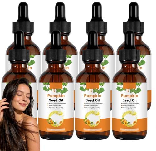 Olio di semi di zucca spremuto a freddo al 100%, olio vettore per la crescita dei capelli e la cura della pelle, rafforza i capelli, olio per capelli secchi e danneggiati, nutre il cuoio capelluto