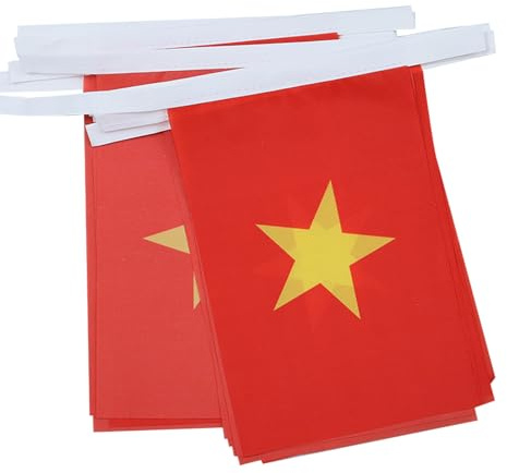 AZ FLAG Wimpelkette Vietnam 4 m 20 Flaggen Leichtes Polyester 15x10 cm | Für innen und außen Vietnamesische Flaggenkette Flaggen auf verstärktem Band vernäht