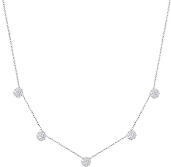 Elli Halskette Silber 925 Kreis Plättchen Anhänger Damen Kette Kristall, Schmuck Geschenke für Frauen Mädchen Mama Freundin, Silberkette Länge 40 cm