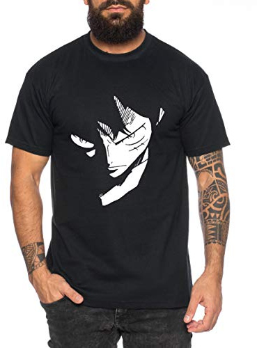 Tee Kiki Ruffy Face Zorro One Manga Herren Ruffy T-Shirt Anime Piece, XXL, Schwarz