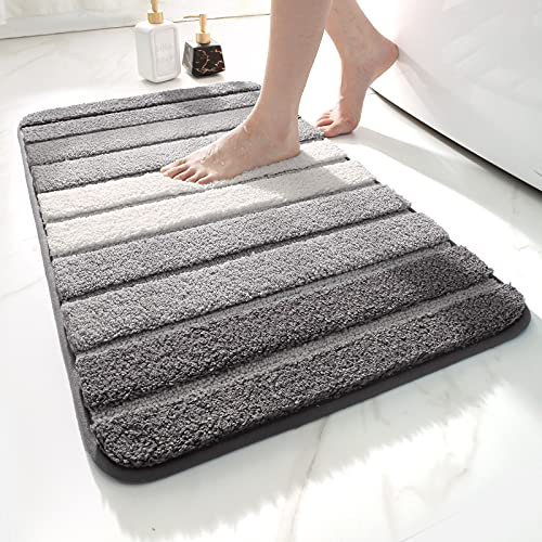 DEXI Alfombra Baño Antideslizante 40 x 60 cm, Alfombrilla Absorbente, Alfombras Lavable a Máquina con Microfibras Suaves de Agua para Bañera, Ducha, Gris