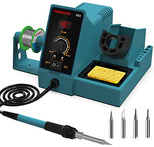 Lötstationen, Profi Lötkolben Station Set,Einstellbare Temperatur 200-480°C, Temperaturdifferenzeinstellung, Elektronik Digital mit 5 austauschbaren Spitzen und 1 Blechdraht, Temperaturanzeige