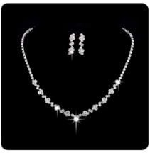 Wedity Braut Hochzeit Kristall Halskette Ohrringe Set Silber Braut Choker Halsketten Anhänger Schmuck für Frauen und Mädchen