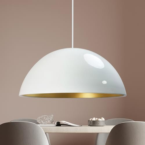 bamyum Lipeo Lampada a Sospensione Soggiorno Ø40 cm E27 Lampada da Pranzo in Metallo Decorativa Cucina Moderna Bianco