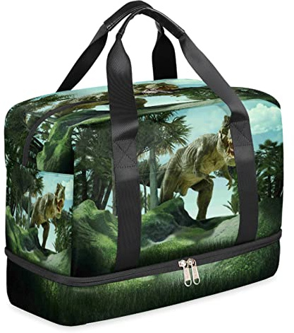 Sporttasche mit Schuhfach, riesiger Jurassic-Dinosaurier-Sporttasche, leichte Reisetasche, wasserdicht, für Damen und Herren