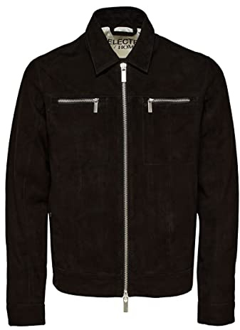 SELECTED HOMME Herr SLHARCHIVE Blouson Suede JKT W NOOS mockajacka, svart, S