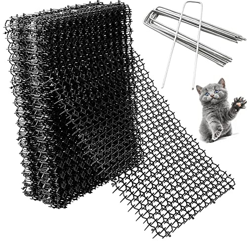 12 Pack Tappetino Anti Gatto,Tappetino Repellente per Gatti, Dissuasore Gatti con Punte,con 8 pioli ,Plastica Rete Spinata per Animali Selvaggio Protezione delle Piante da Giardino all'aperto 40*20cm
