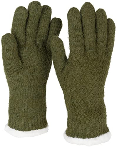 styleBREAKER Damen Strick Handschuhe Reiskorn | Wärmendes Thermo-Fleece-Innenfutter, weicher Bund in Kunstfelloptik, elastisch für 16-21 cm Umfang (Gr. 6-8), nahtlos.