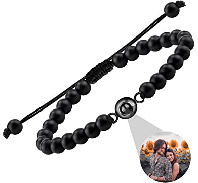 Mintao Personalisiertes Foto-Armband für Paare Personalisiertes Projektions-Armband Personalisiertes Foto-Projektions-Armband, verstellbar, handgefertigt, geflochtenes Seil, Handgelenk-Armband