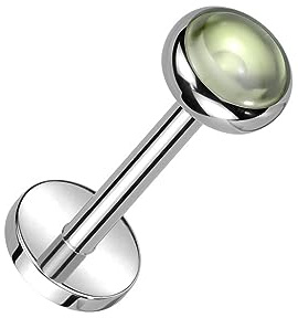 Paula & Fritz® Push-In Labret Piercing Synthetischer Stein Titan-IUM Grade 23 Kugel Set Mehrfarbig 1-mm Stab-Dicke Sockel Madonna Medusa Monroe Unikat
