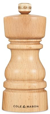 Cole & Mason London Natürliches Holz Salzmühle 13 cm, Keramikmahlwerk