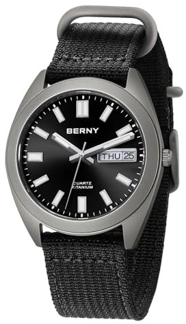 BERNY Titanuhr für Männer Japanisches Quarzwerk Titan Analog Quarzuhren 10ATM Wasserdicht Super Leuchtend