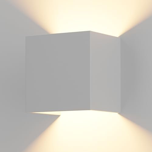 OTeedo LED Wandleuchte Innen und Aussen, Weiß Wandlampe Innen Up Down Wandleuchte Aussen Weiß12w Warmweiß 3000k IP65 Wandleuchte Einstellbarer Lichtstrahl Ausenbeleutung Hauswand Hauseingang Lampe