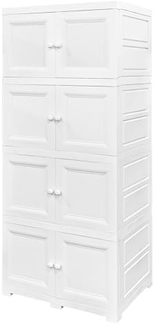 ABBAware Multi-Purpose Plastic Storage Unit, Cupboard, Household Cabinet with 4 Extra Large Compartments 68 x 48 x 176cm (570L) White