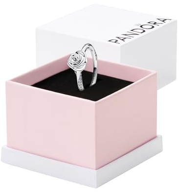 PANDORA Anello Moments con rosa, in argento Sterling con zirconia cubica trasparente, 54