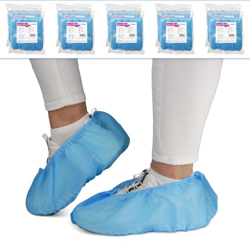 1000x ARNOMED copriscarpe monouso in PP monouso, salva scarpe blu con suola antiscivolo, copriscarpe antiscivolo, copriscarpe fino alla taglia 47, dimensioni: 17x40cm, sovrascarpe per cantiere