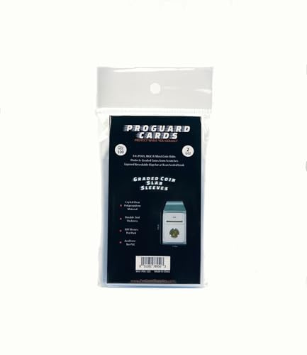 Graded Coin Slab Sleeves Resealable Tapered Flap 2Mil Thickness 100 Sleeves Per Pack (1 Pack)