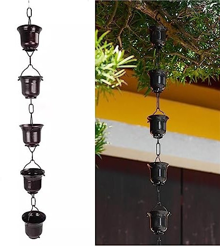 WDCDYQDH Rain Chains Petal Rain Collector Cups, Outdoor Garden Eaves Drainage Rain Downspout Chain,1.5m/4.92ftStyle1 (Style1 1m/3.28ft)